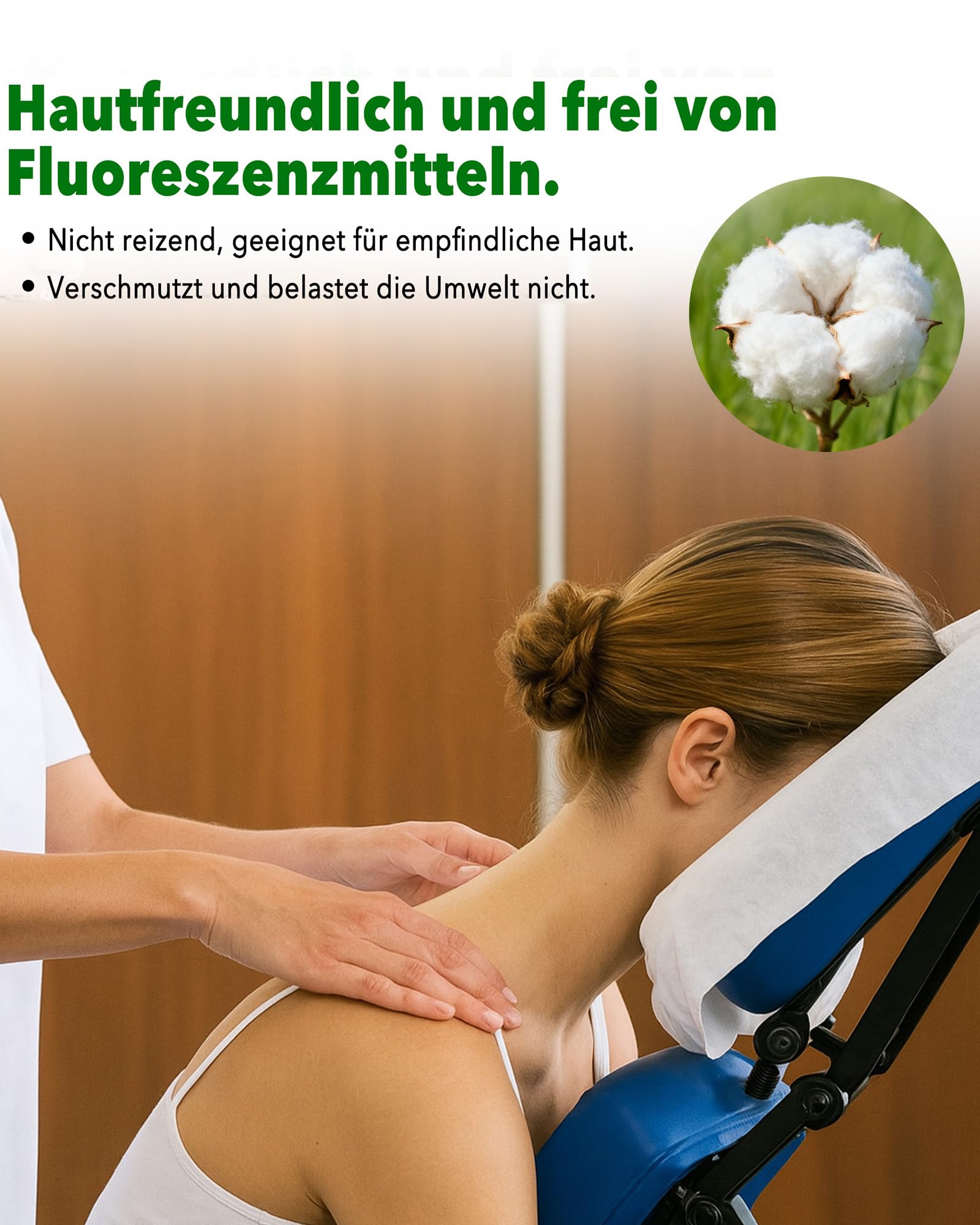 Einweg Nasenschlitztücher Massageliege 600 Stück: Weiche Vliesstoff Kopfauflagen 40x40cm für Massagetisch und Kosmetikbank für Therapeuten und Kosmetikerinnen zur hygienischen Kundenbetreuung