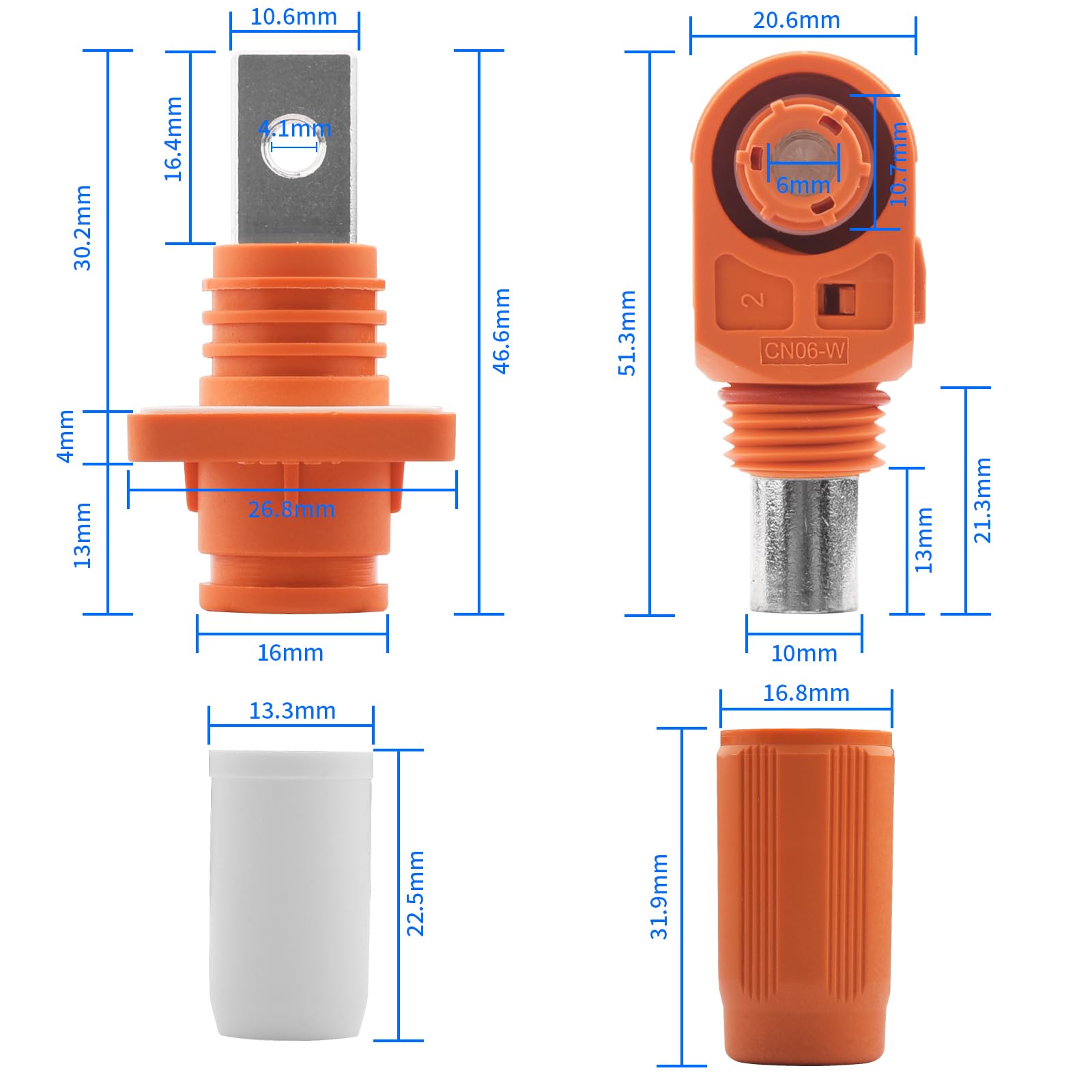 Conector de batería de 120 A, conector de almacenamiento de energía, cobre plateado, grado de protección IP67, conector de un solo núcleo para almacenamiento de energía (naranja y negro)