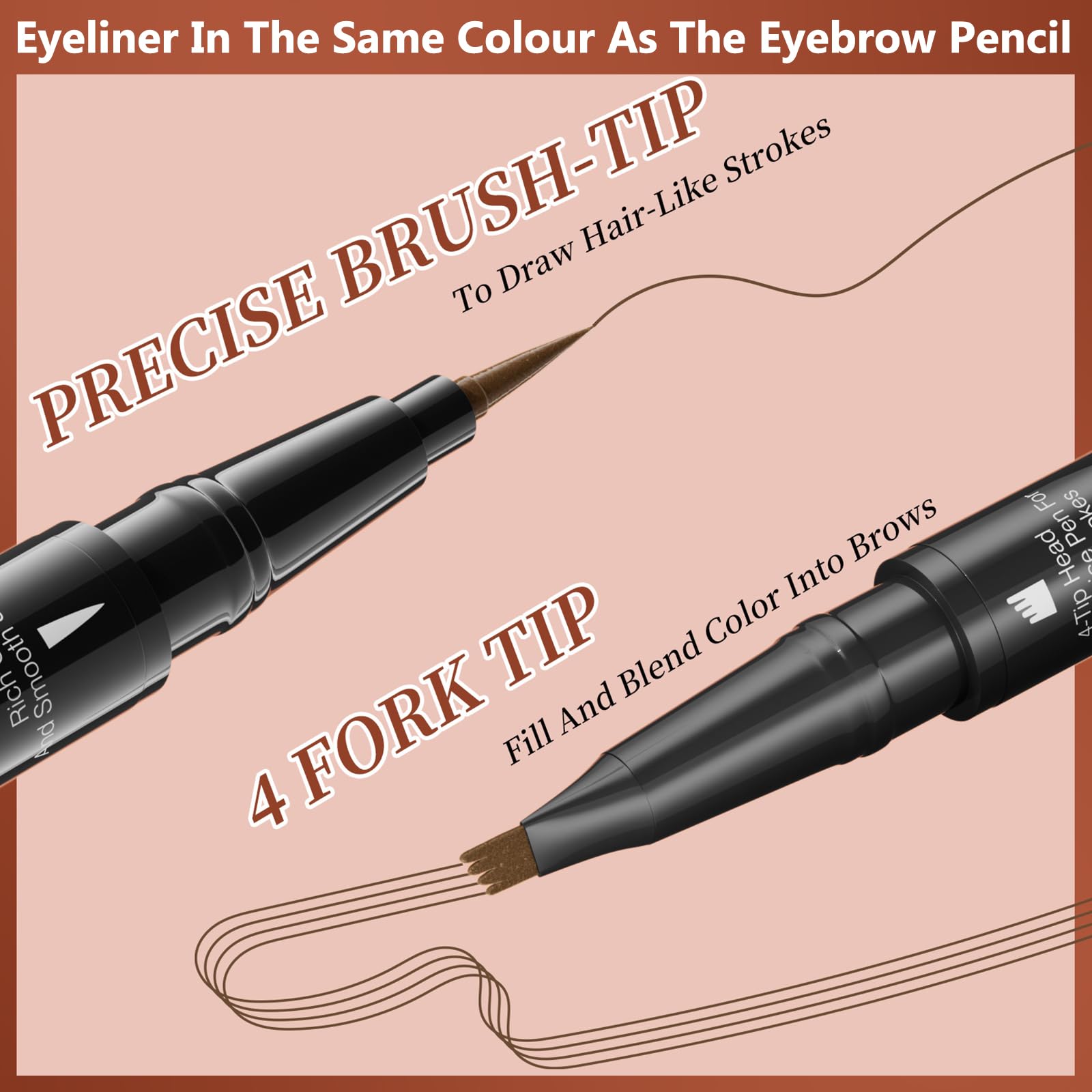 Long Lasting Eyebrow Pencil and Eyeliner Pen, Dual-Ended, Waterproof, Grey - Image 4