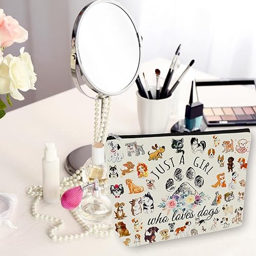 Miniatura 3 de Bolsa de maquillaje para perros bonita bolsa de cosméticos Just A Girl Who Loves Dogs para hijas, hermanas, amigas, adolescentes y mujeres. Regalo