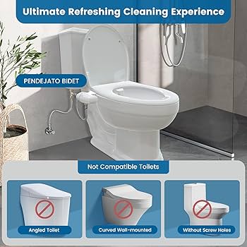 Ultra-Slim Bidet Attachment For Toilet, Dual Nozzle With Self Cleaning Non Electric Adjustable Water Pressure Water Toilet Seat Attachment White