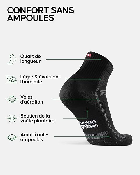 DANISH ENDURANCE Chaussettes de Running Longue Distance, Anti-Ampoules, Soutien Voûte Plantaire pour Homme et Femme, Lot de 3 - 2