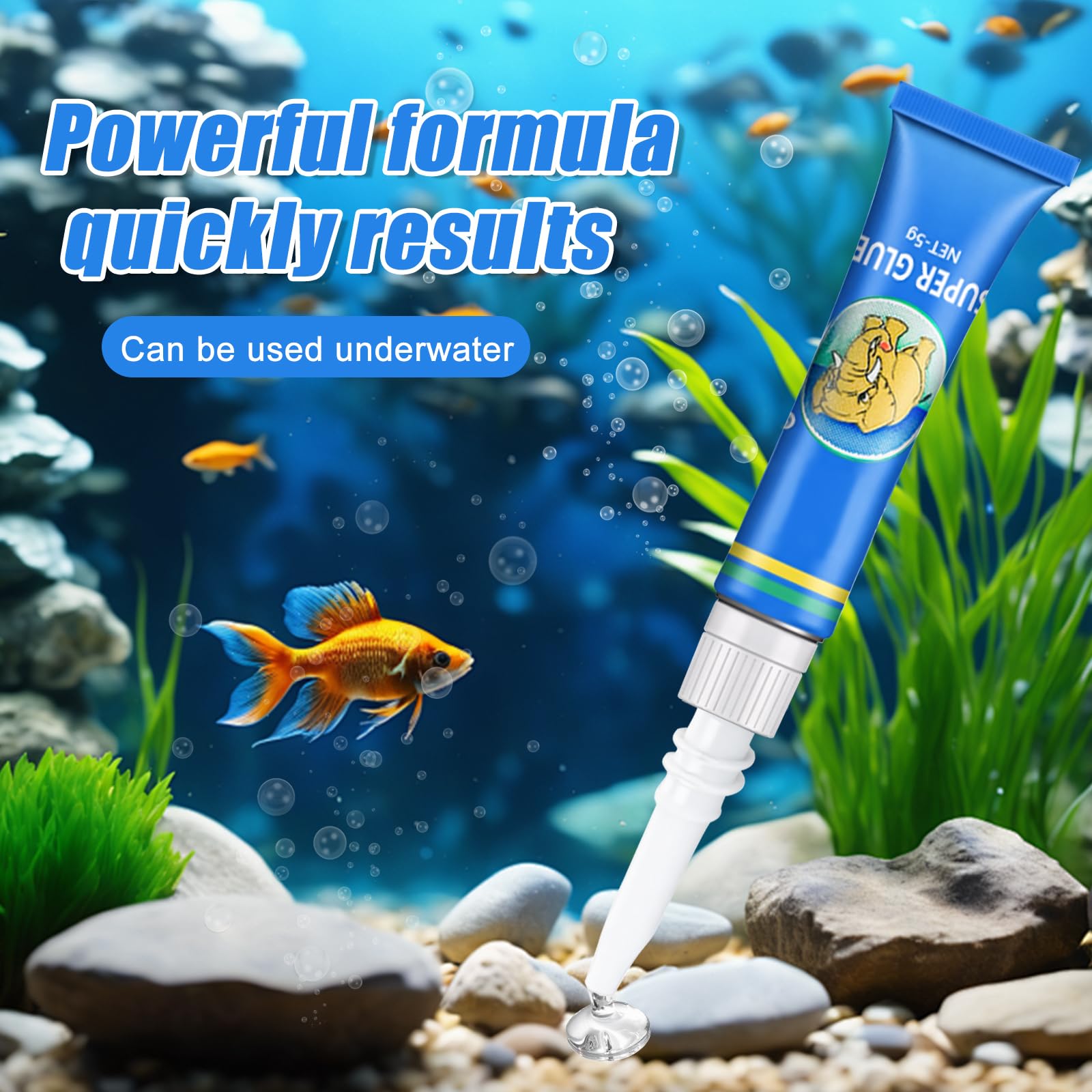 Colla per Acquario Silicone, 4 Pezzi, Super Colla per Fissaggio Coralli Rocce Legno Plastica Acqua Marina