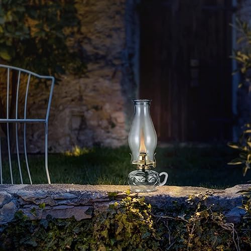 Miniatura 6 de Lámpara clásica de queroseno grande con asa Lámpara de aceite transparente Cámara de linterna Lámparas de aceite de vidrio vintage para uso en