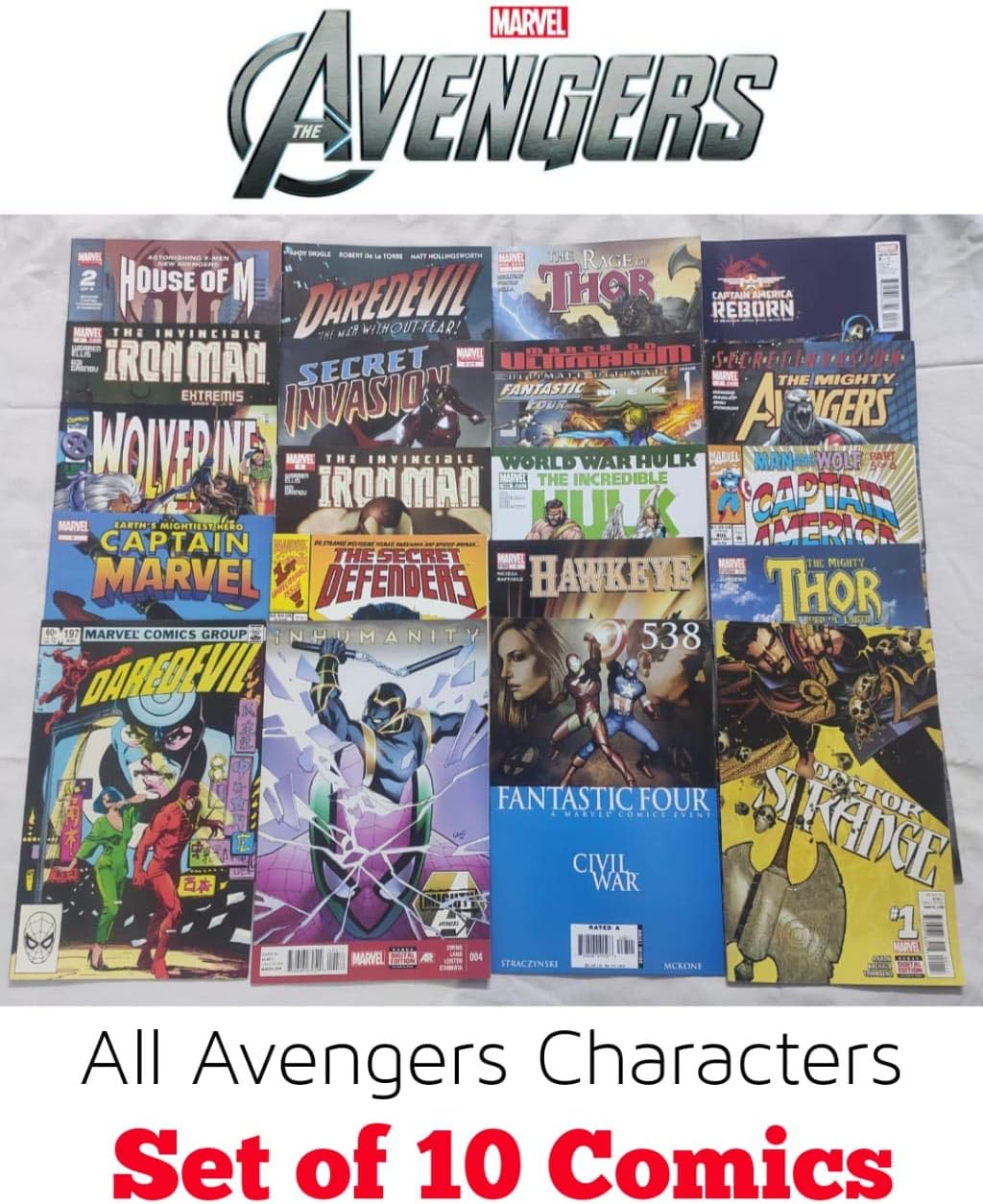 Avengers Comics Books | Marvel Comics | Iron Man | Hulk | Captain America | Fantastic Four | Wolverine | Daredevil | Thor | Assorted Selection of 10 Comics Books
