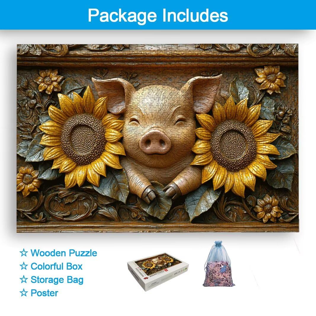 Puzzle 5000 Piezas, Puzzle Cerdo de Madera para Adultos, Regalos -2538