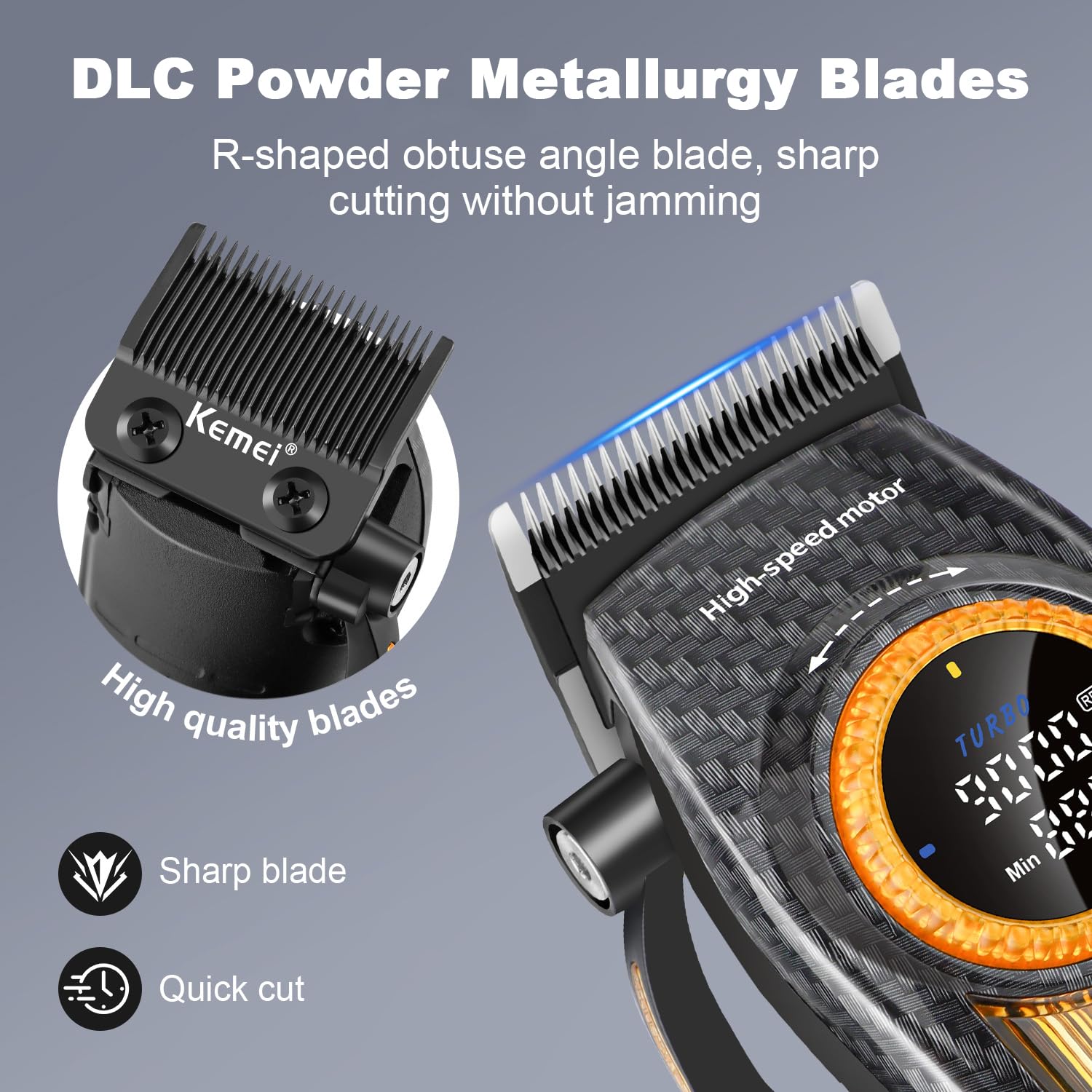 KEMEI 2242 Professional Hair Clippers for Men Electric Cordless Hair Cutting Machine Barber Clippers, DLC Blades - Image 2