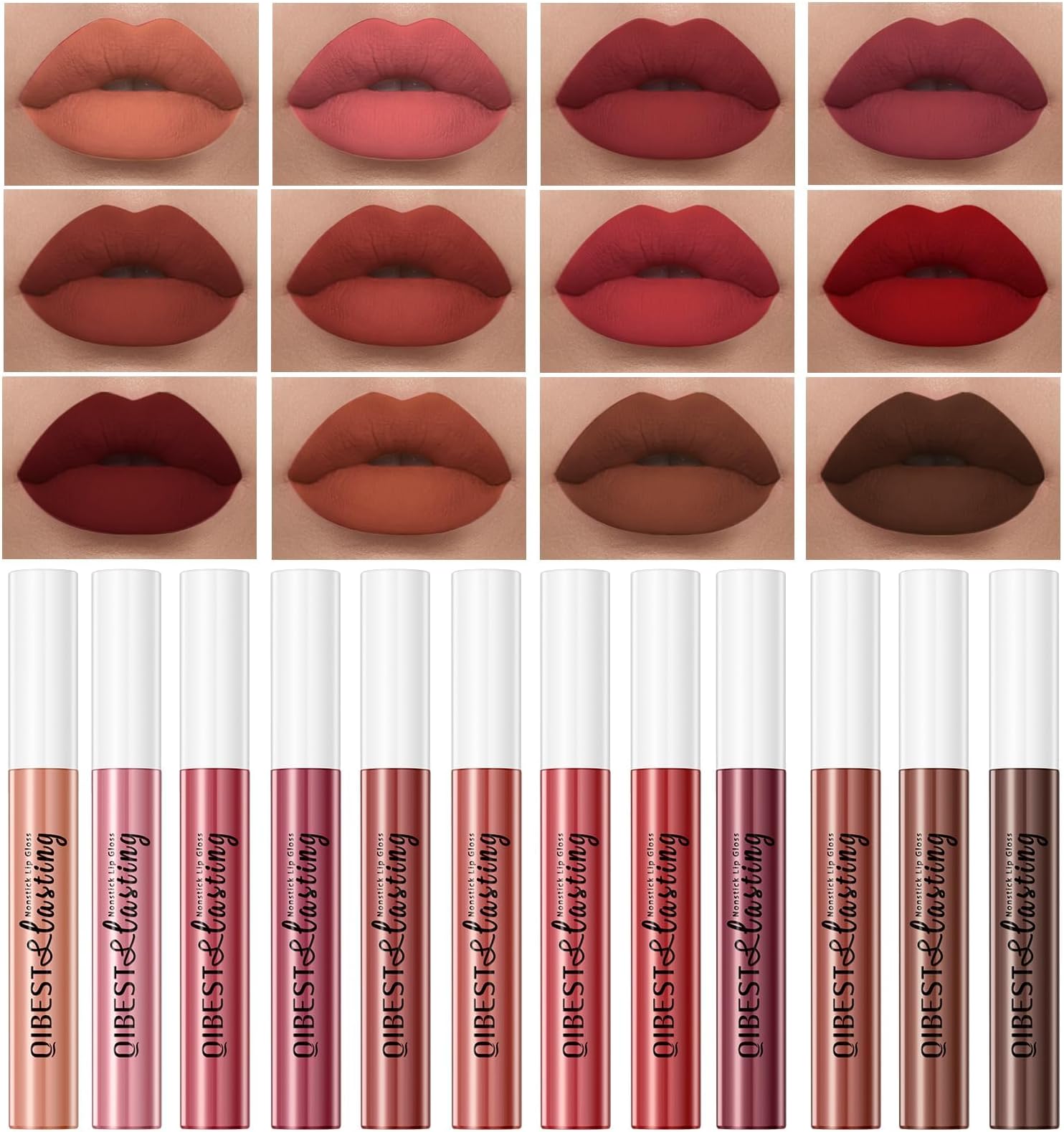 BestLand 10pcs/Set Matte Lipstick Lip Kit, Velvety Liquid Lipstick Waterproof Long Lasting Durable Nude Lip Gloss Beauty Cosmetics Gift Box Makeup Set Kit (10 Piece Set)