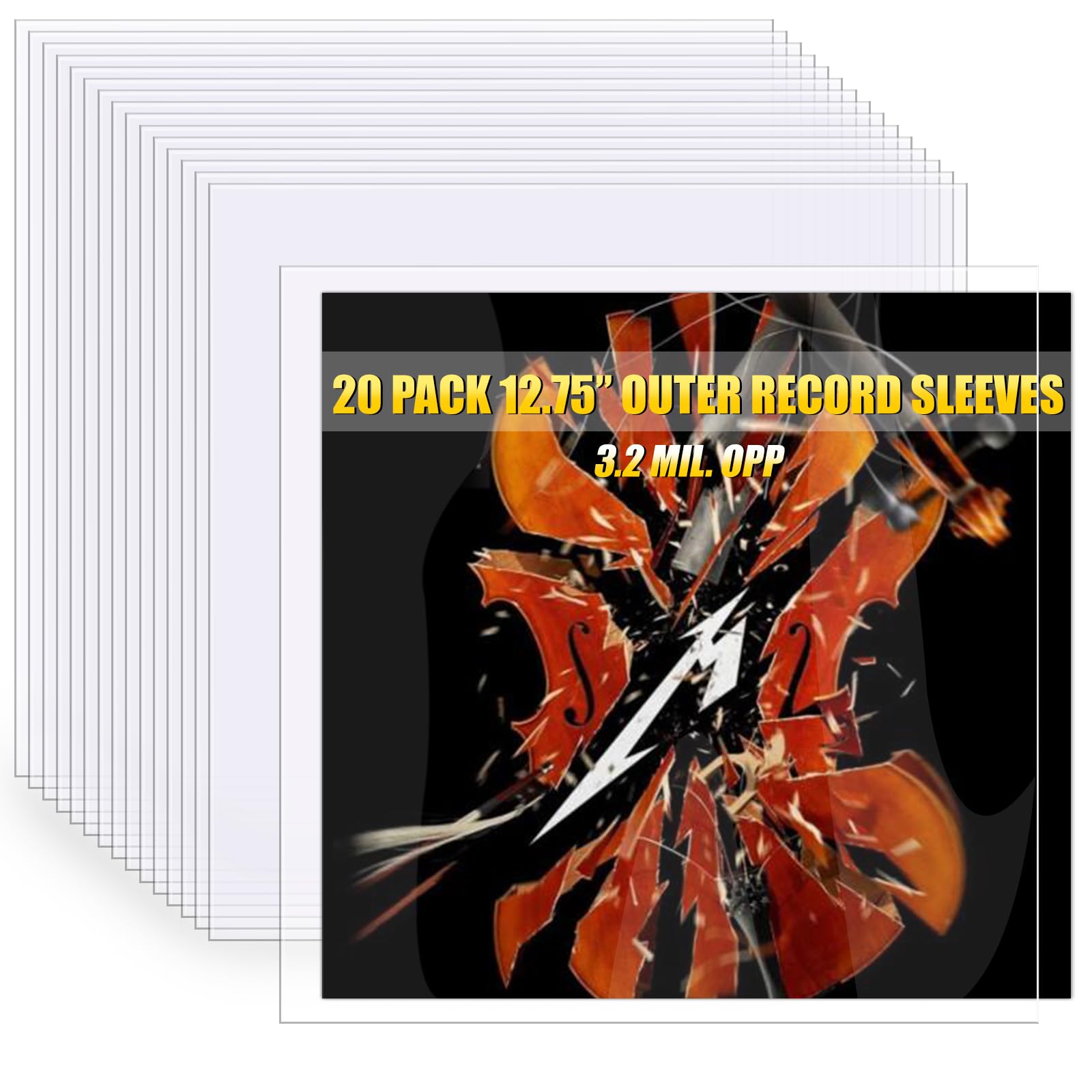 Vinyl Record Sleeves, 12.75” x 12.75” Clear Plastic Outer Protective Sleeves Vinyl Record Storage for Single & Double LP Album Covers, 20 PCS, OH042-RecordSleeves20pcs
