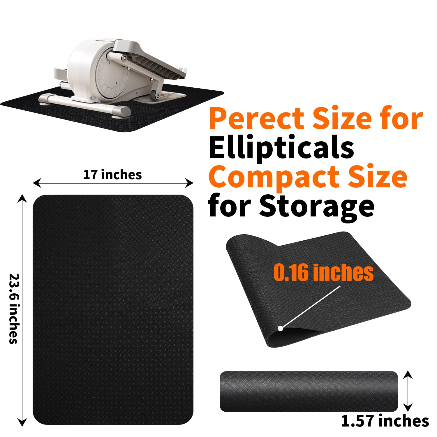 Double-Side Non-Slip Workout Mat for Elliptical Machine, Stepper Mat for Under Desk Ellipticals, Foot Peddler Ellipse Leg Exerciser Mats, Enhanced Stability & Floor Protection