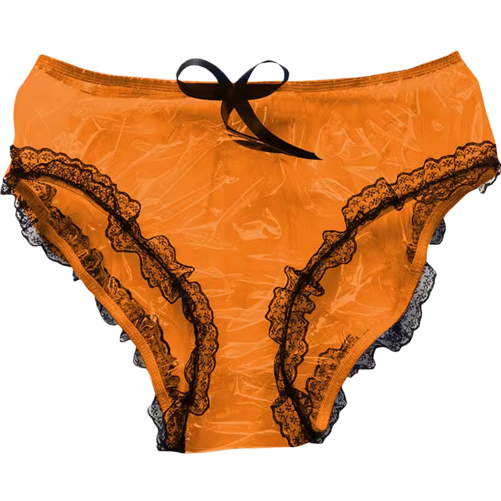 Transparente Unterwäsche, Inkontinenz Höschen Für Erwachsene, Spitzenbesatz Und Schleife, Wasserdicht Und Wiederverwendbar Für ThemenveranstaltungenOrange,XL