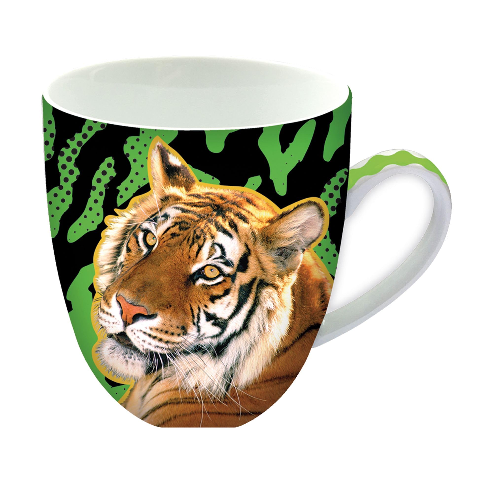 Tiger Mug from Deluxebase. 450ml Large Ceramic Coffee Cup with Handle and Cute Animal Print, Novelty Mug for Gifts and Kitchen Decor, Dishwasher Safe Mugs for Coffee or Tea. [Energy Class A]