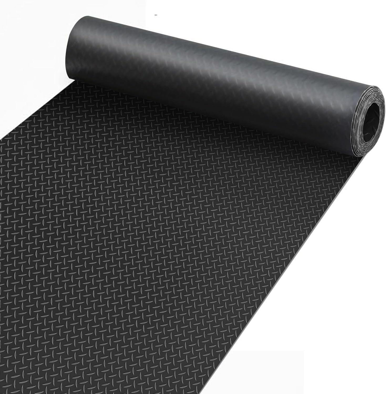 8x10FT Garage Floor Mat, Garage Floor Roll for Under Car, Golf Cart Parking Mat, Diamond Plate PVC Rubber Motorcycle Mat, Non-Slip Floor Protector for Garage Warehouse Trailer