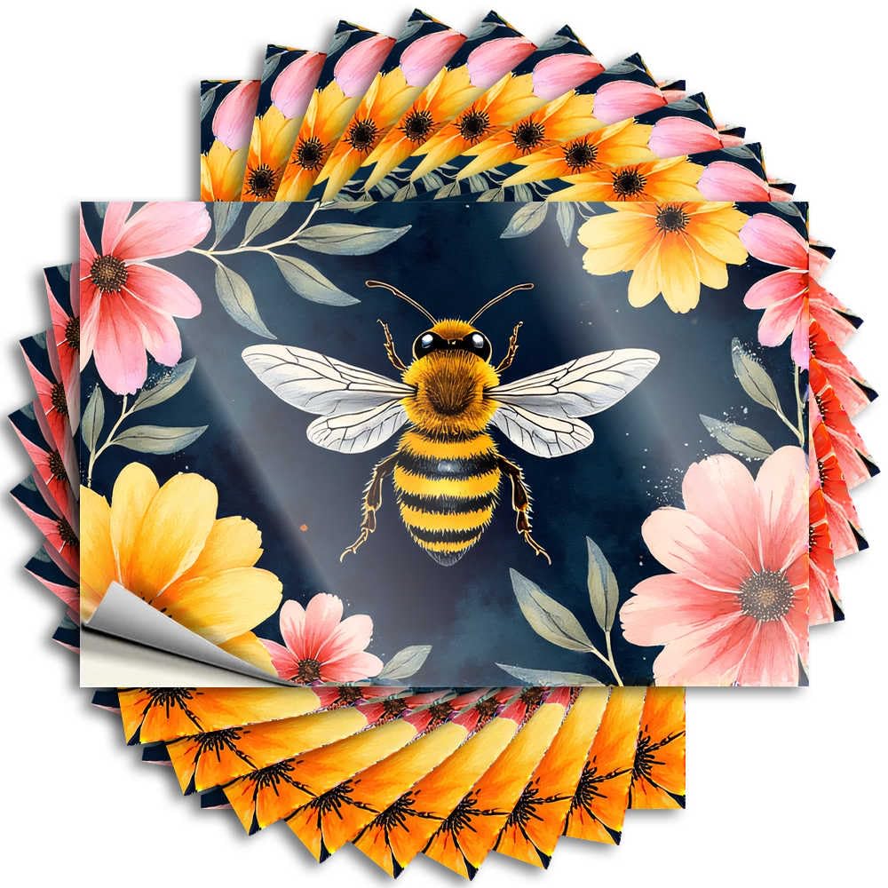 Bees and Flowers: A Natural Harmony Cottage Core Decorations Billiard DIY | High Bumper Wall Removable Vinyl Sticker Decal(6X9CM)