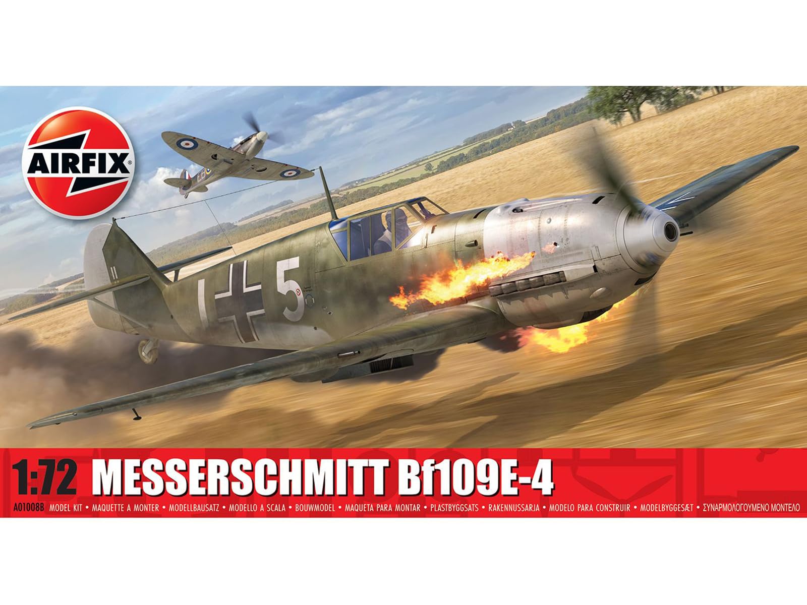 Level 1 Model Kit Messerschmitt Bf109E-4 Fighter Aircraft 1/72 Plastic Model Kit by Airfix A01008B