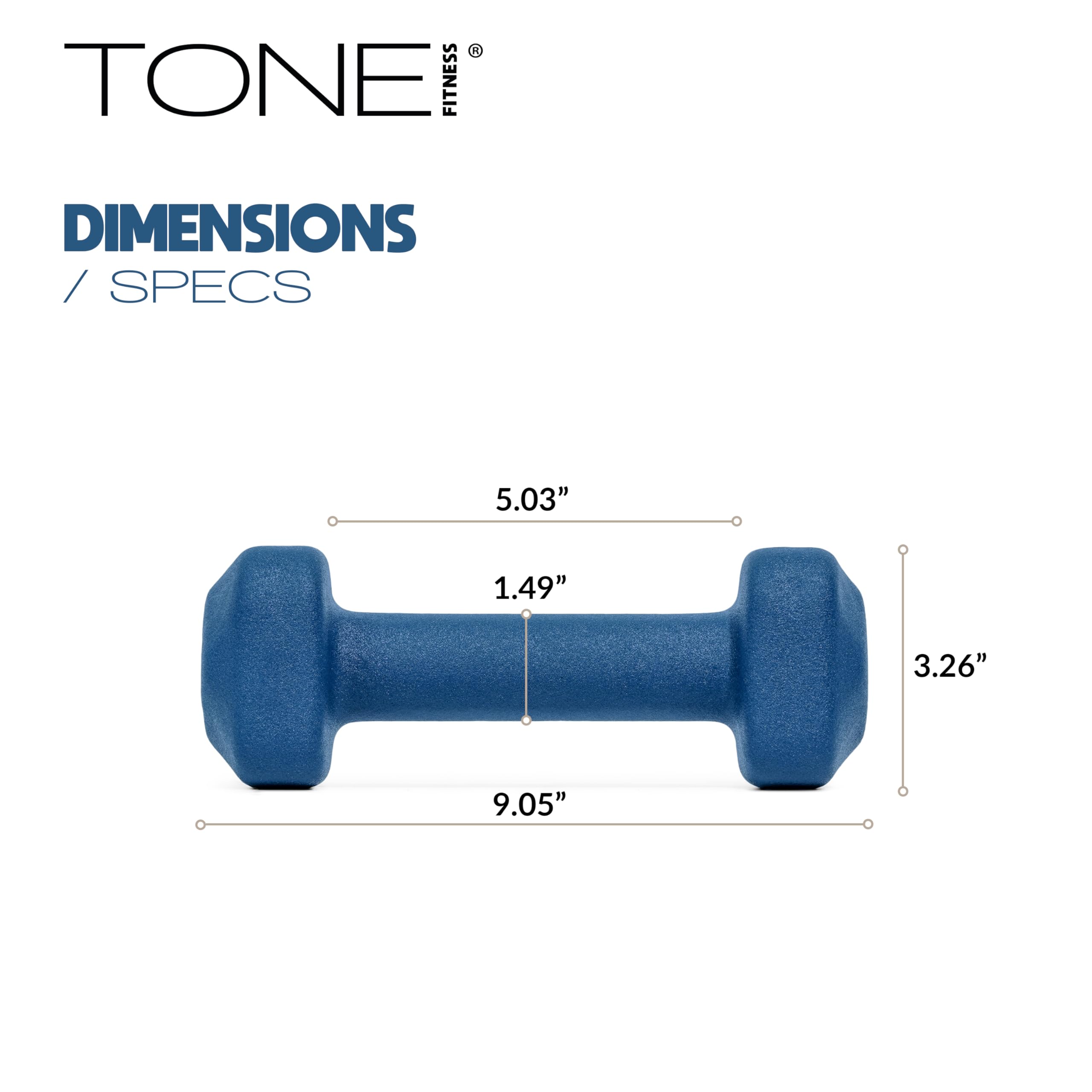 Tone Fitness Coppia di manubri in neoprene con testa quadrata antirollio | Opzioni multiple