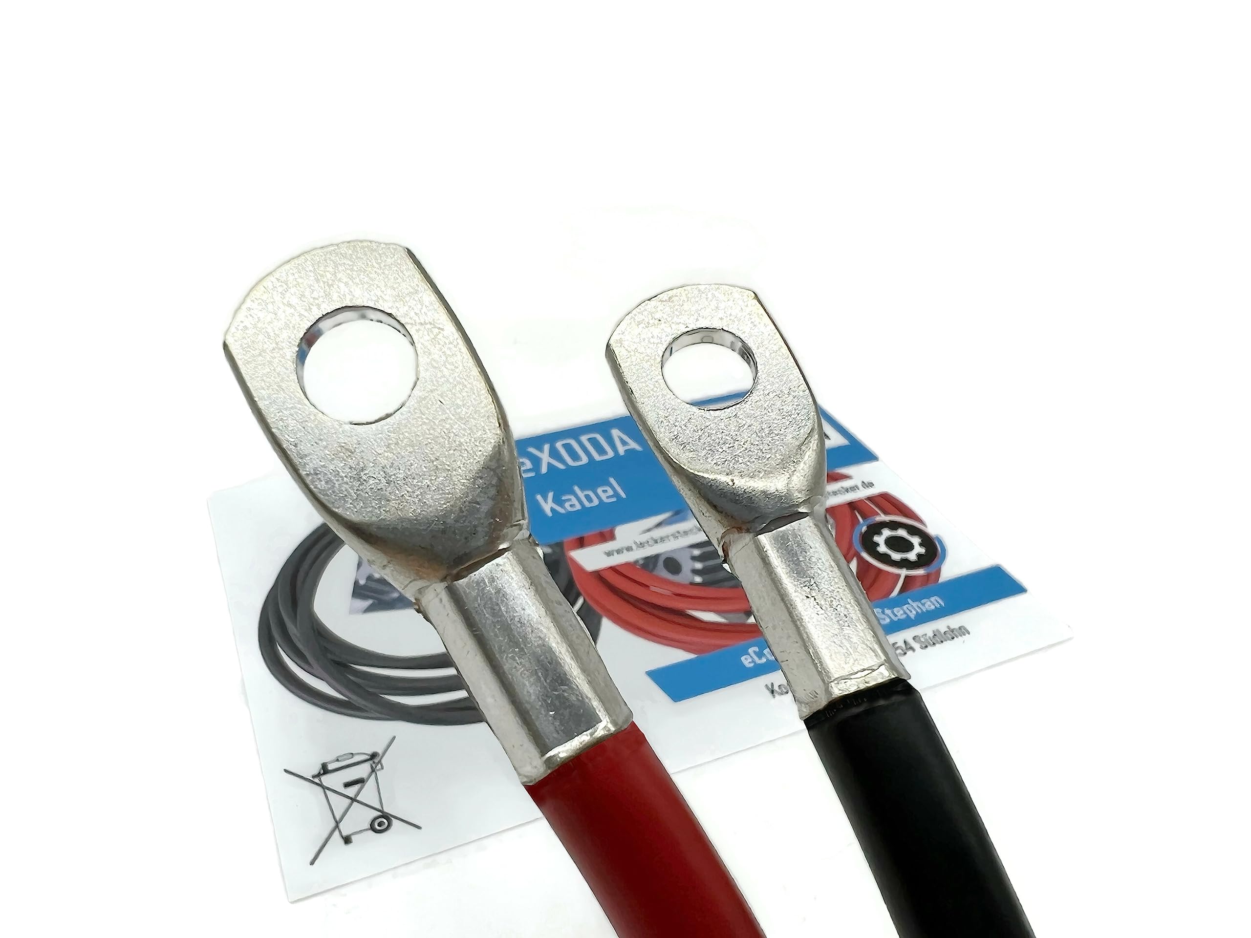 eXODA set di cavi per batterie 25 mm² 75cm M8 terminali rossi neri flessibili alta qualità da Germania per auto barca moto prestazioni durevoli fino a 2688 Watt 224A