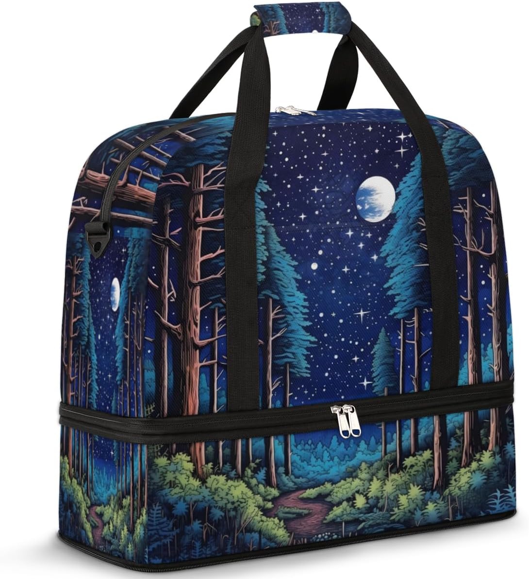 QsirBC Landscape Art Style Gym Bag for Women Duffle Tote with Shoes Compartment Men Weekender Duffel for Dance Travel Sports Swimming Overnight