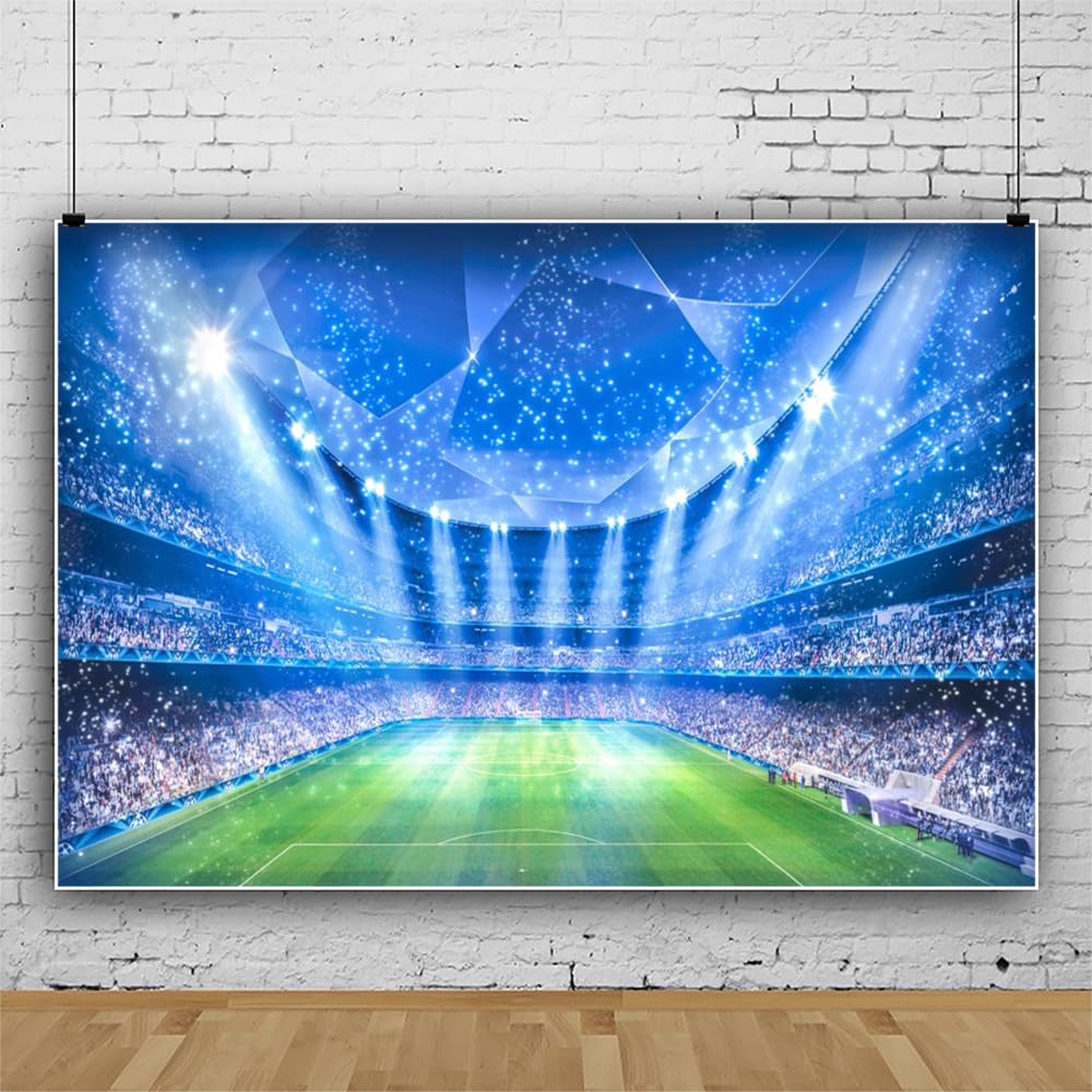 Campo di calcio Sfondo Stadio Competizione Calcio Fan Night Spotlight Sfondo Ragazzi Uomini Decorazioni Festa di Compleanno Partita di Calcio Banner Fotografia Sfondo Studio Puntelli 3x2 m