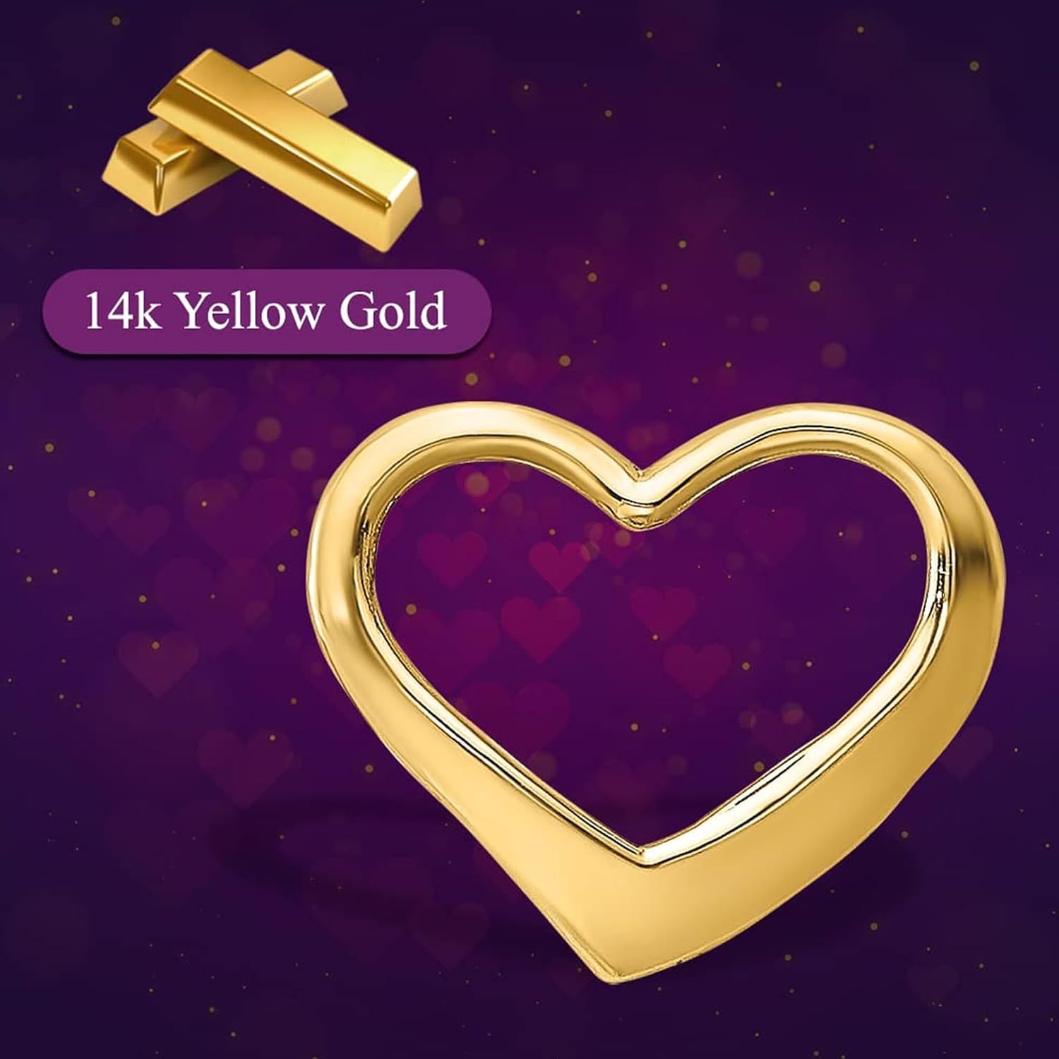 Diamond2Deal 14k Yellow Gold Floating Heart Charm