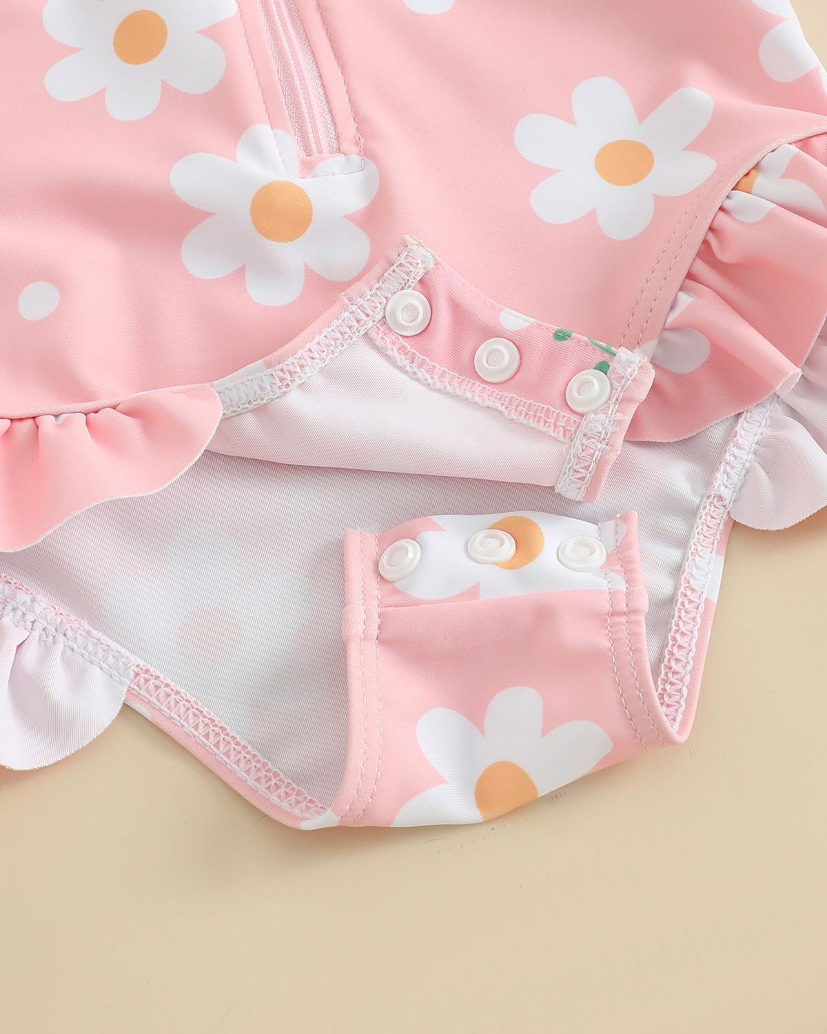 Maillot de Bain Bebe Fille Anti UV 3 Mois - 3 Ans, UPF 50+ Combinaison Bebe 3 Pièces avec Chapeau & Bandeau, Maillots Bain Bébé avec Pressions