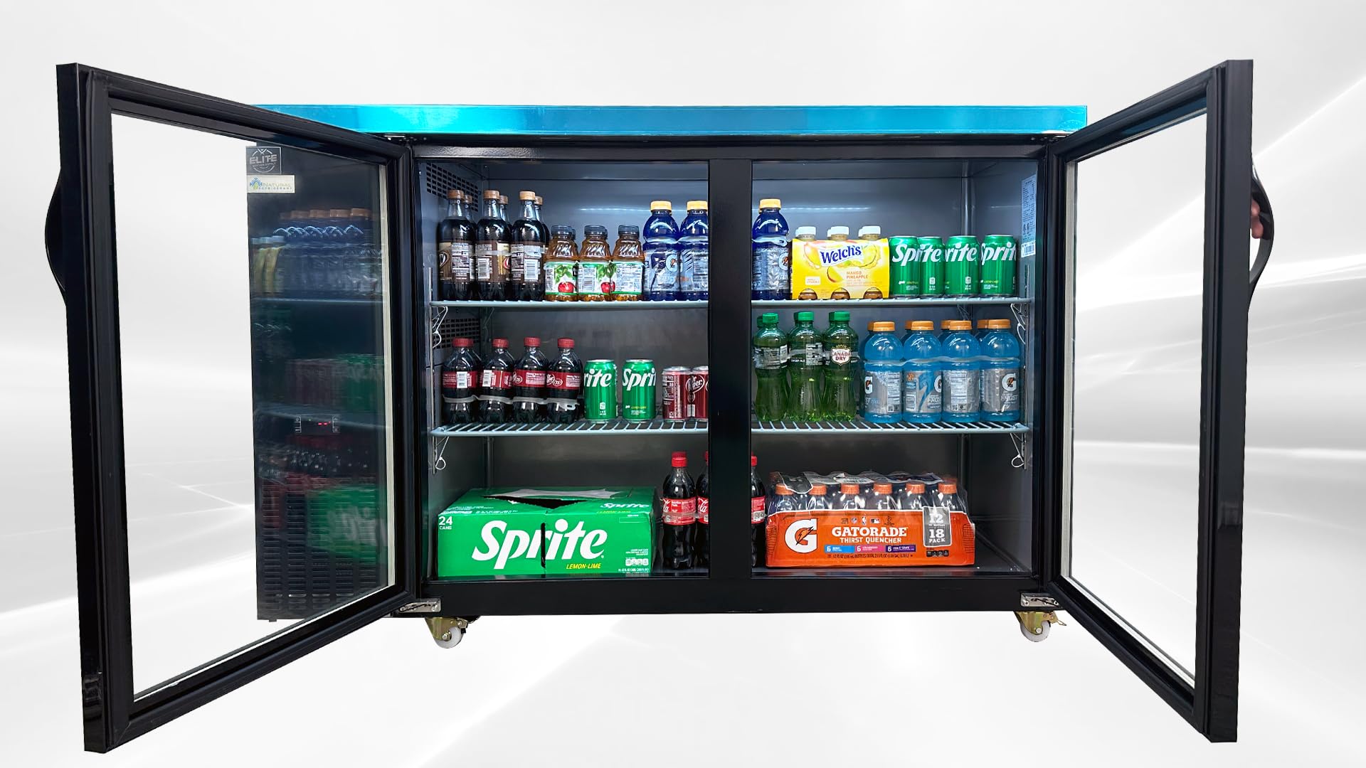 Elite Kitchen Supply Commercial Beer Back Bar Cooler Refrigerator, Etl 2 Glass Door Bottle Display Fridge Cooler Merchandiser, LED Lighting, 60" W 15.8 Cu.Ft.. Black Cbb60h on Fridge.com - View 6