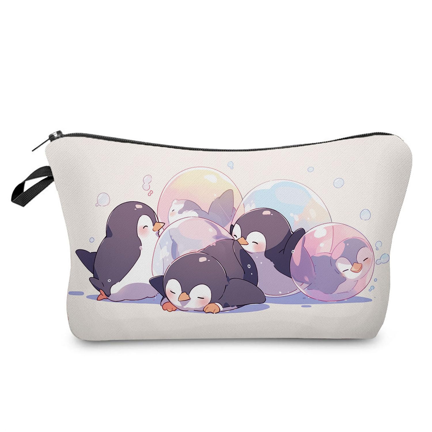 YULUENZE Cartoon Penguin Cosmetic Bag Cute Small Makeup Organizer Pouch with Zipper Cartoon Penguin Toiletry Makeup Bag Gifts for Women