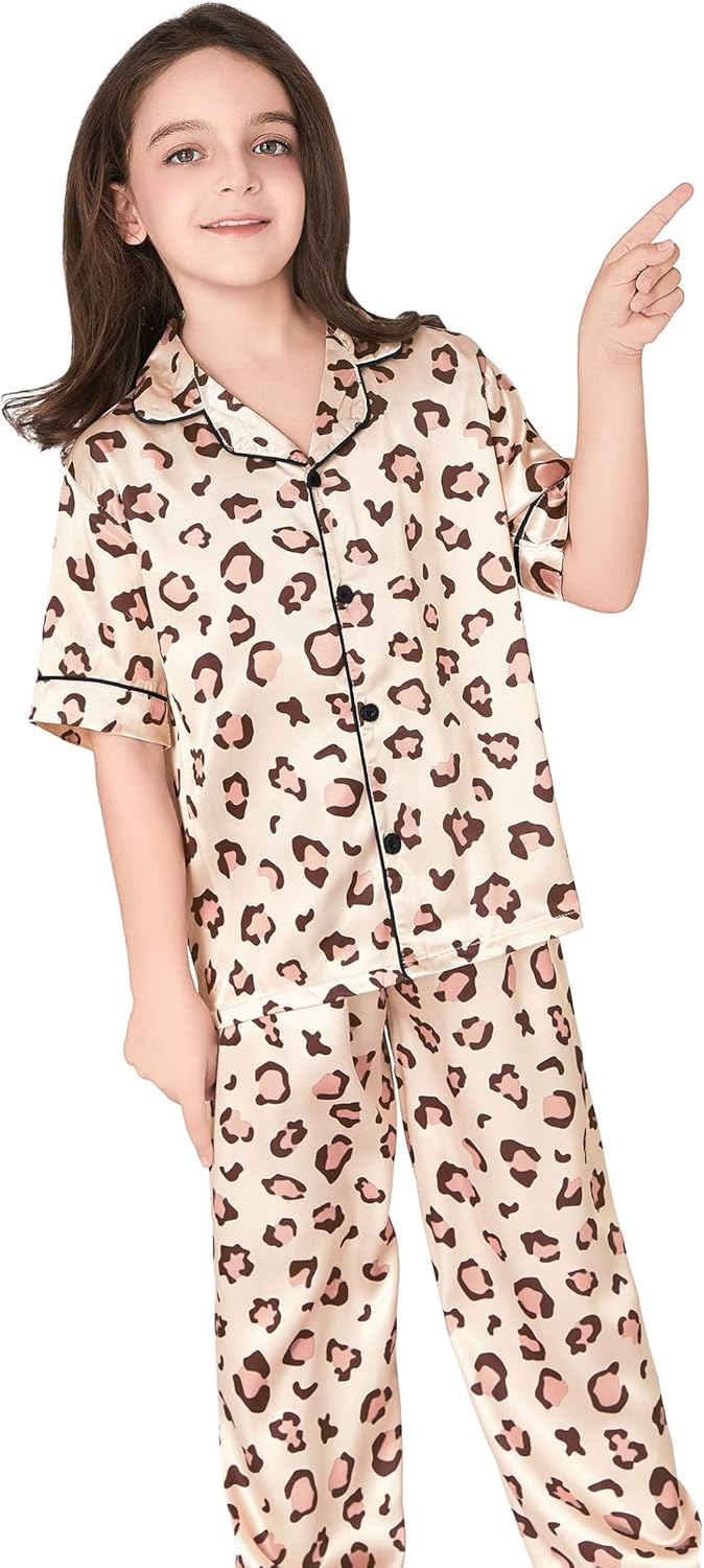 Topgal Satin Pajamas for Girls Coat Style Unicorn & Cat Silky Button Down PJ Set Size 6-16 - Image 4