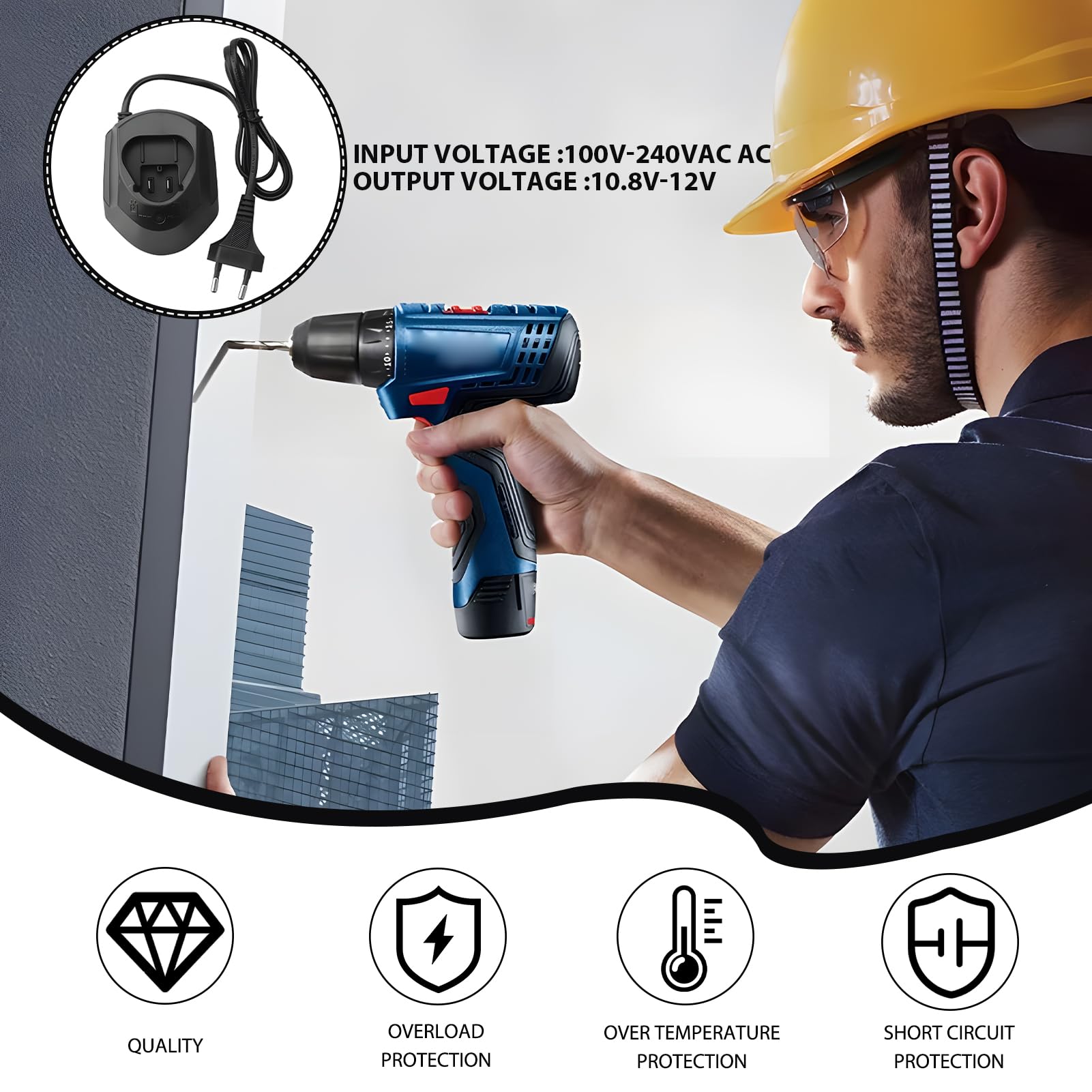 12V Li-ion Ladegerät für Bosch 10.8V-12V AL1115CV, Ladegerät Akkus Schnellladegerät Kompatibel mit Bosch BAT411 BAT412 BAT413, Plug-and-Play