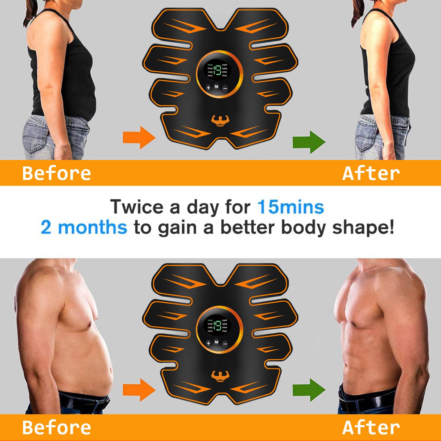 AILEDA Abnehmen schnell fettverbrenner,Sicher Effektiv Schneller EMS Trainingsgerät Ganzkörper Muskeltrainer,USB Wiederaufladbar EMS Bauchtrainer Ganzkörper ABS/Bauch/Arm/Bein Trainer