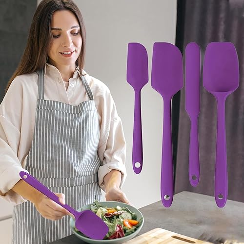 Juego de espátulas de silicona, 4 espátulas de goma de grado alimenticio para hornear, cocinar y mezclar, resistentes al calor, antiadherentes,