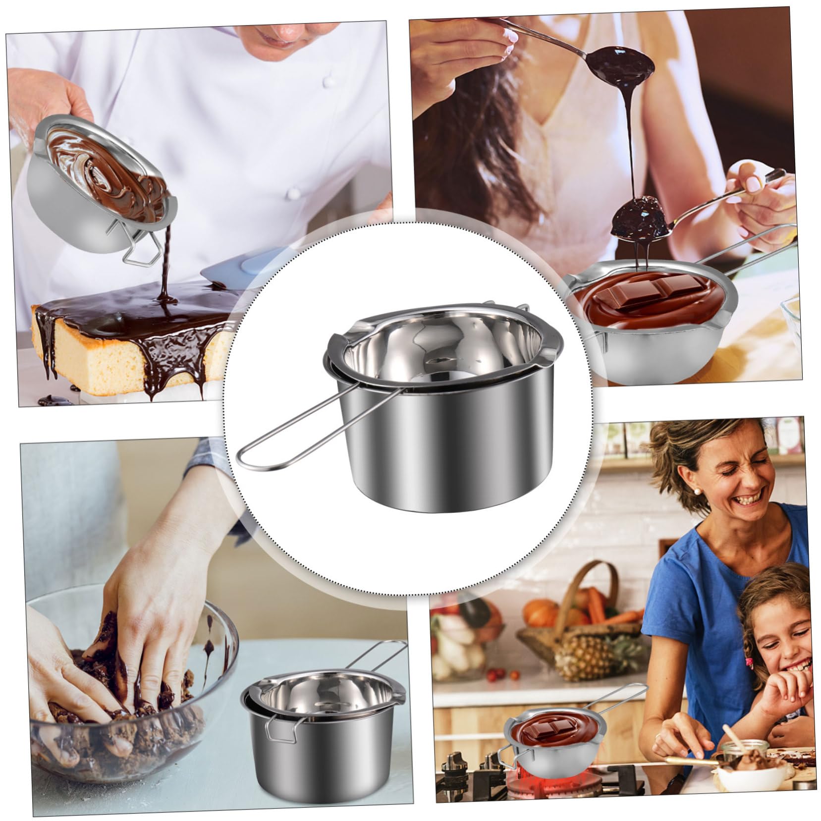FUNOMOCYA Stainless Steel Double Boiler Pot 14cm for Candy Chocolate Butter Melting