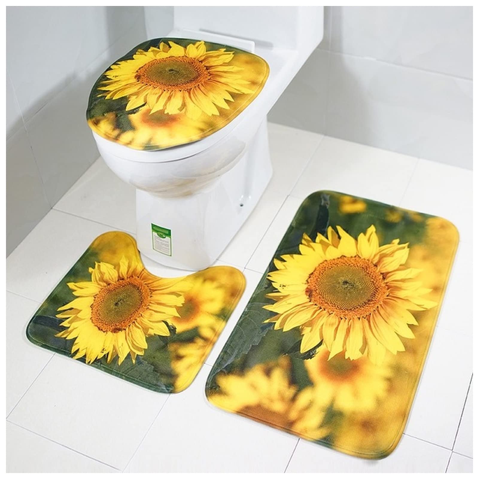 Alfombra de baño de 3 piezas juego completo antideslizante con franela suave