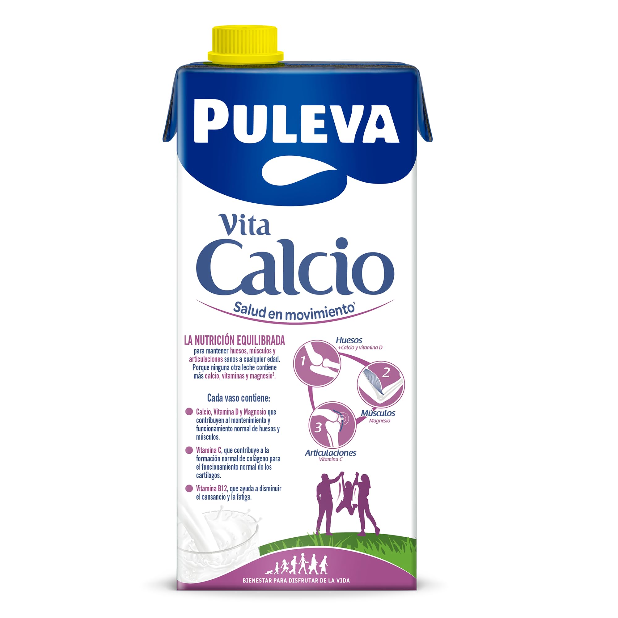 Puleva Vita Calcio Leche Semidesnatada Enriquecida con Calcio Sin Lactosa Pack 6 x 1L