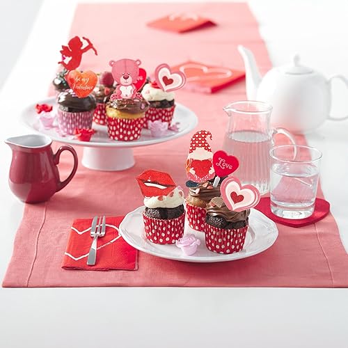 Miniatura 5 de Gyufise 72 adornos comestibles para cupcakes para el día de San Valentín, decoración de cupcakes de oblea roja, decoración comestible para tartas,