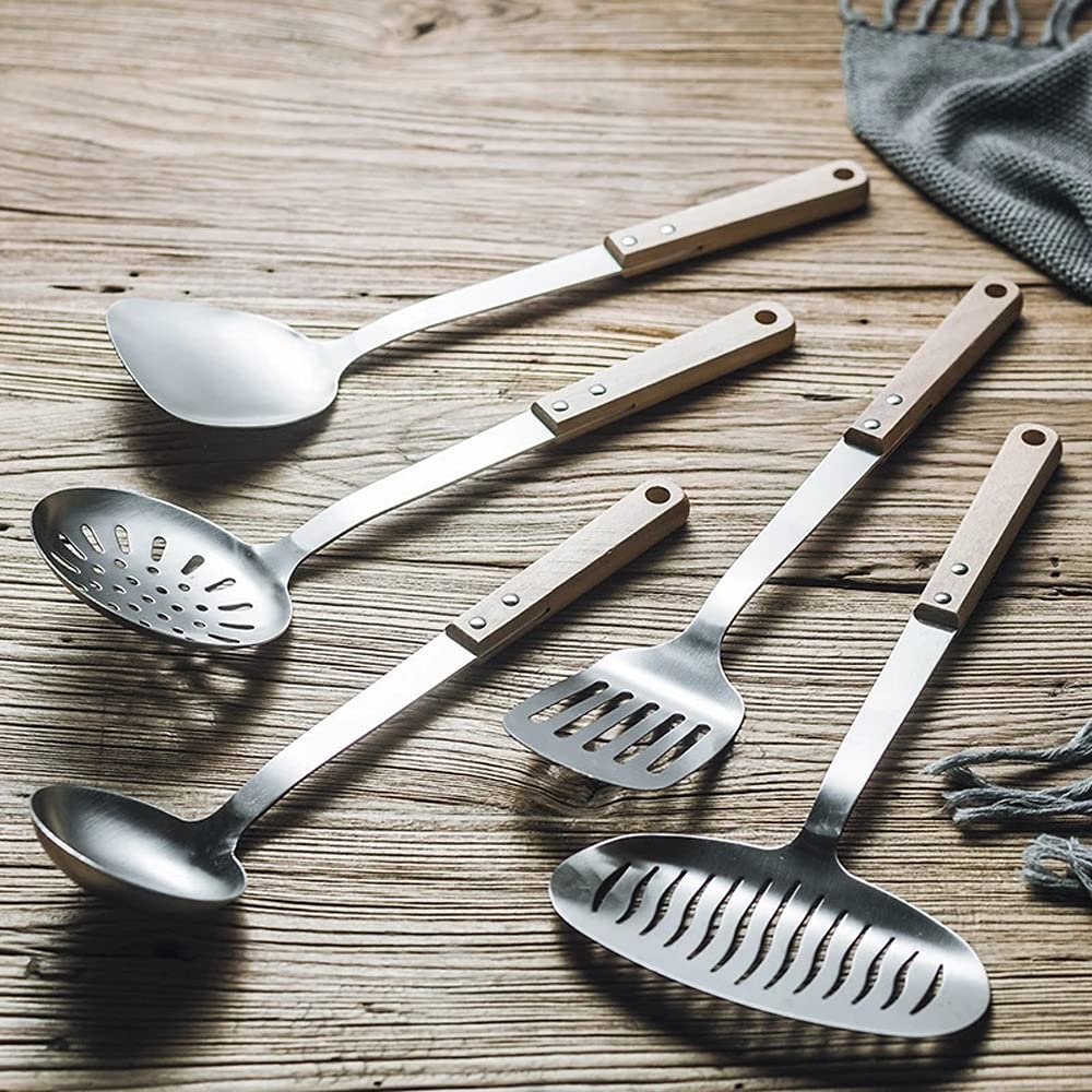 Küchenutensilien-Set im nordischen Stil, Edelstahl, antihaftbeschichtet, Pfannenwender, Löffel, Schöpflöffel, Sieb, Skimmer, Küchengeschirr, Werkzeug-Set für Kochgeschirr