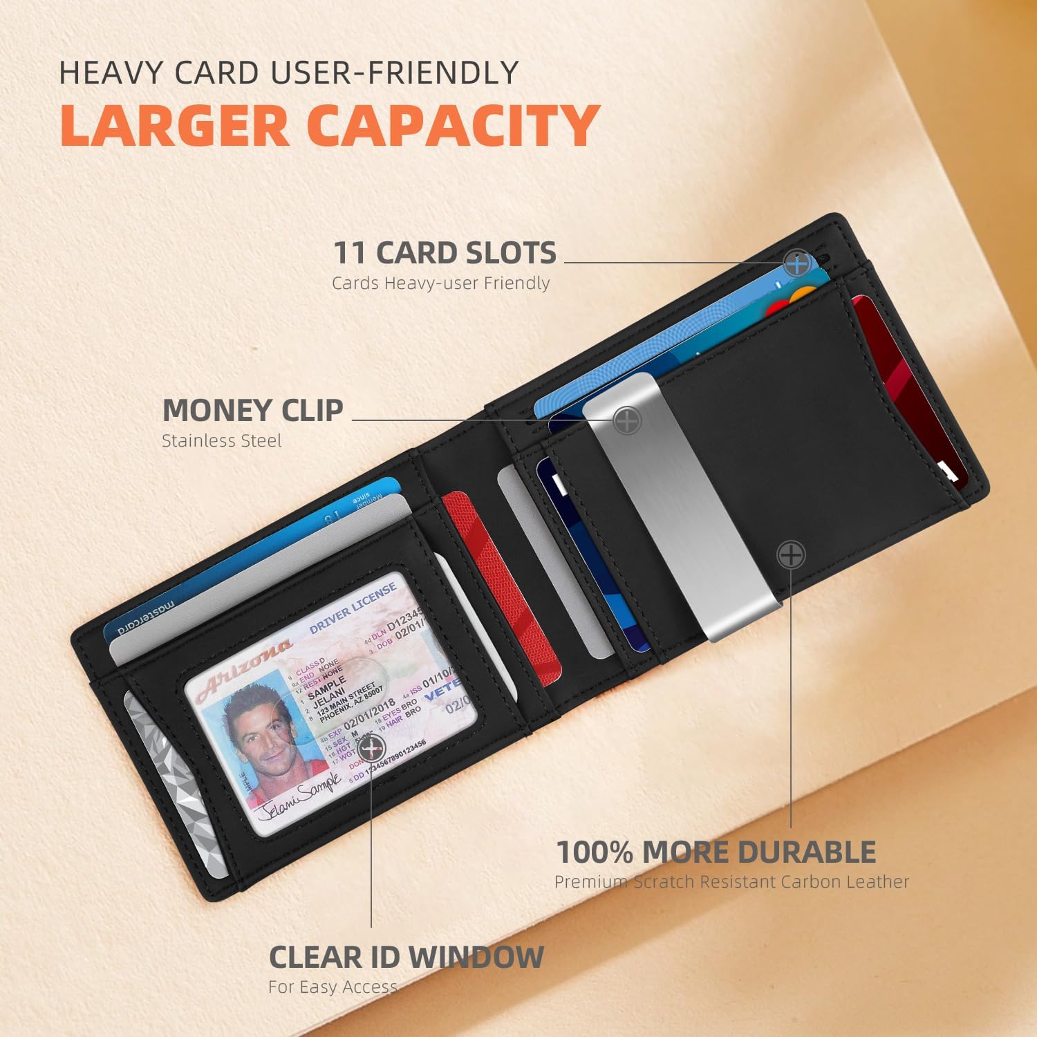 RUNBOX Slim Wallets for Men - Leather Money Clip Mens Wallet - RFID Blocking Front Pocket Bifold Wallet - Thin Credit Card Holder with Gift Box - Image 4