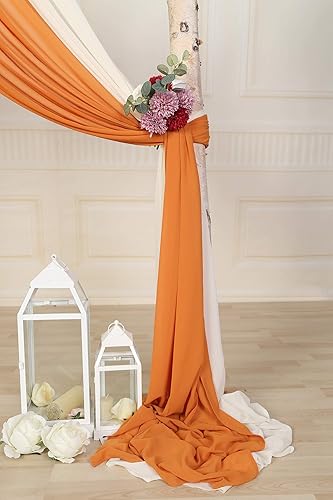 Miniatura 5 de SHERWAY 2 paneles de cortinas de tela de gasa para arco de boda, paneles de cortina de telón de fondo de fiesta, decoración de ceremonia y recepción