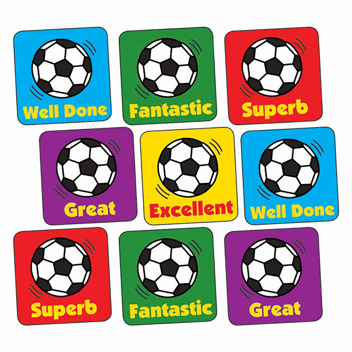 700 Football Sports PE Childrens Pupils Square School Praise Teachers Reward Stickers 16mm Primary Teaching Services