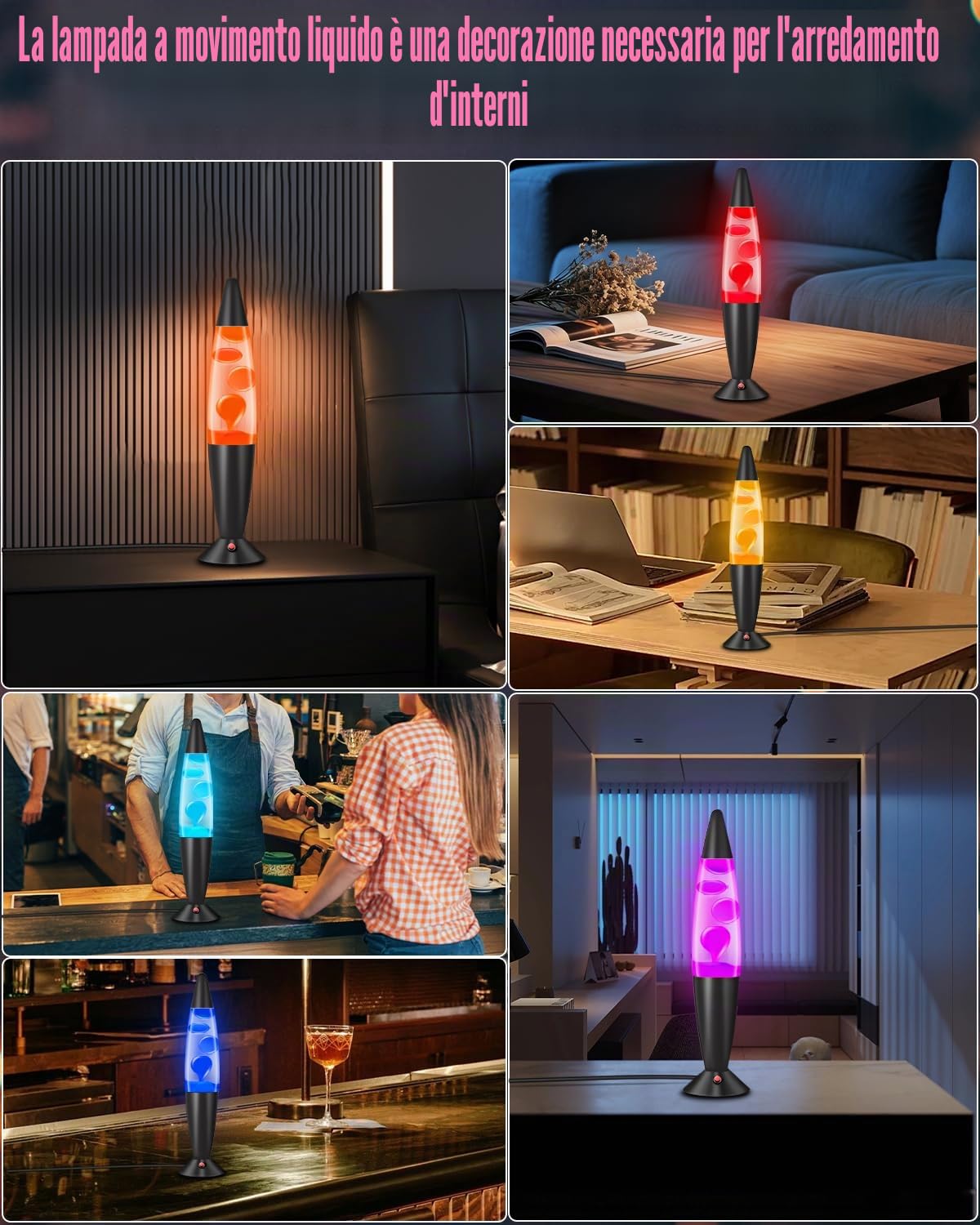 Lampada Magma 16 Pollici con 17 Colori e 4 Modalità, Telecomando RF 15m - Lampada Atmosfera con Effetto Fluido, Timer 8h per Bambini e Adulti Camera Ufficio Natale Regalo (41.7cm)