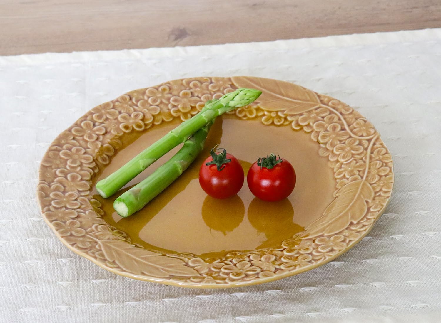 有田焼 福泉窯 青と白の唐草花模様 茶色の縁取り 盛り皿2