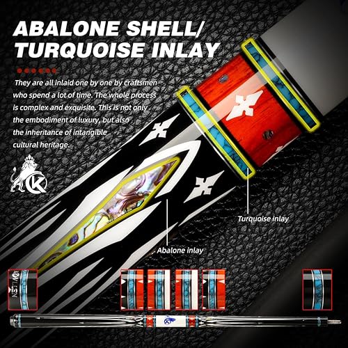 Miniatura 5 de KONLLEN Taco de billar de fibra de carbono con incrustaciones de baja desviación hecha a mano con incrustaciones de billar ultra suave, sensación