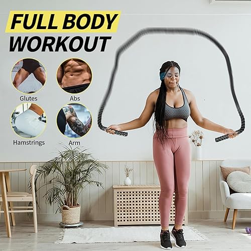 Miniatura 4 de Cuerda de saltar con peso para fitness, cuerda de entrenamiento muscular total de 2.4 libras para mujeres y hombres, cuerda de saltar para adultos