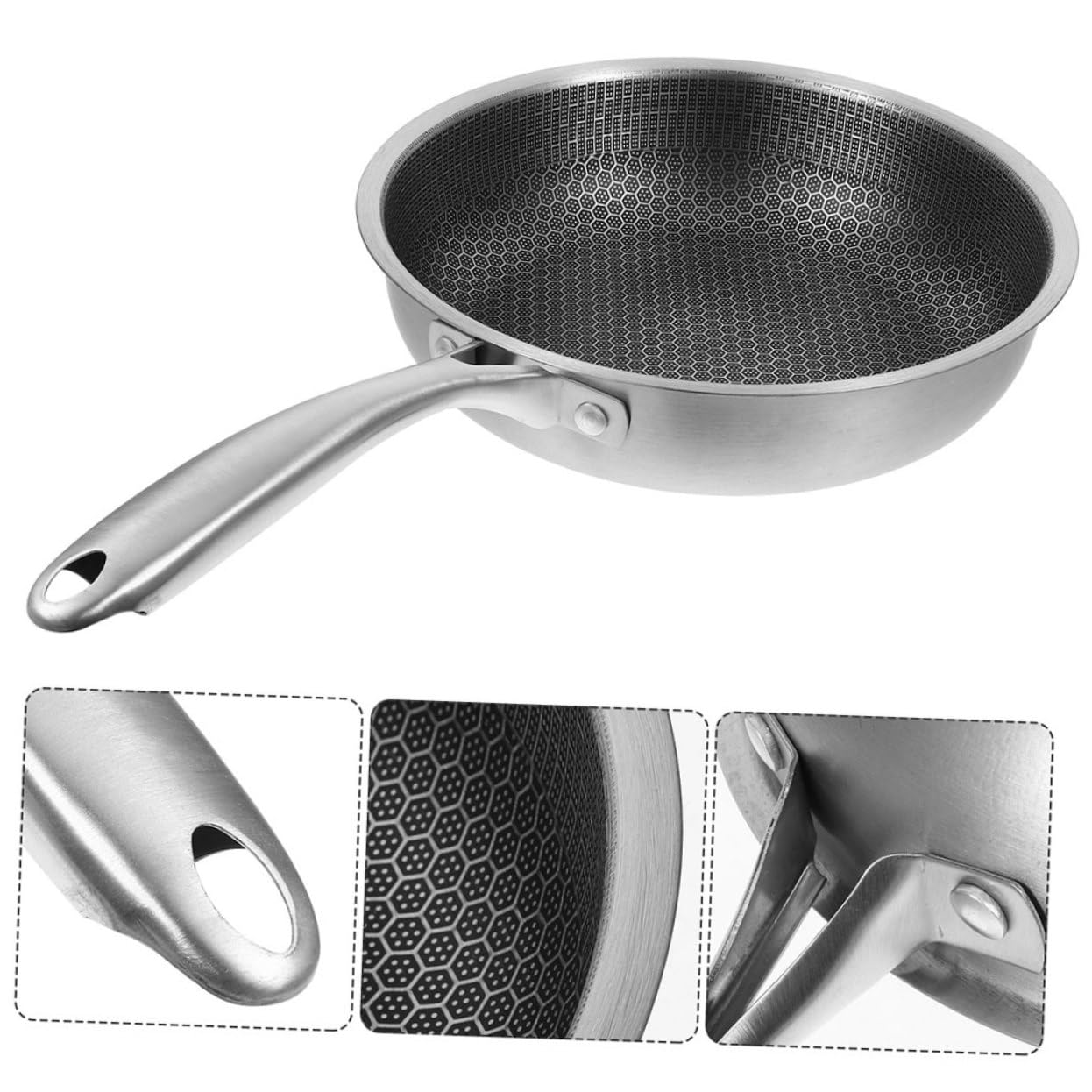 Alipis Padella in Acciaio Inossidabile Con Intaglio Nido D'ape Per Cottura Uniforme Padella Antiaderente Per Frittate e Uova Su Tutti i Piani Cottura Casseruola Per Bistecche e Cibi Vari