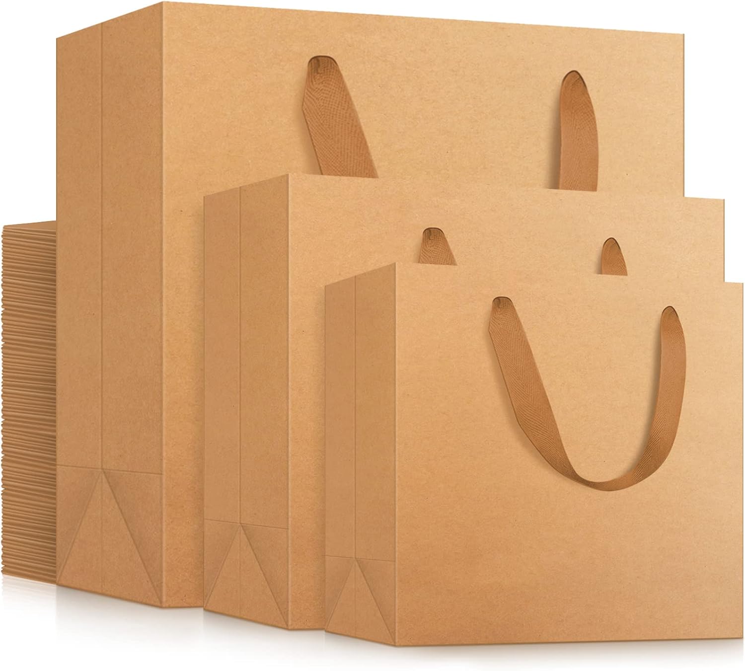 EUSOAR Kraft Paper Handle Bags, Kraft Bags with Handles 3 Sizes Combination 30pcs, Shopping Present Retail Craft Gift Wrap Thank You Bag for Business Wedding Birthday Party- Horizontal Version