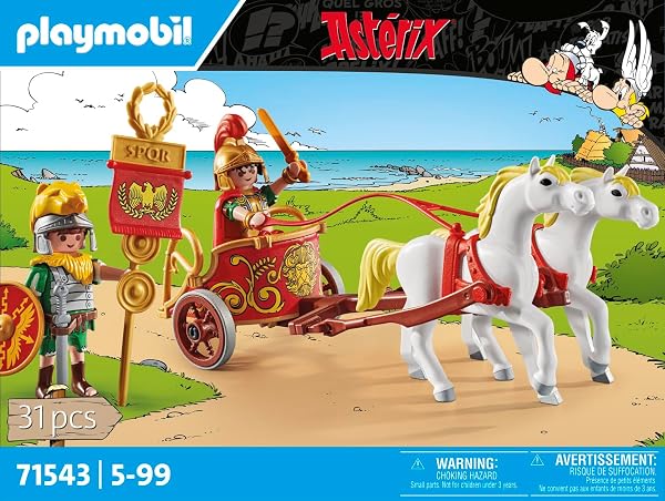 Playmobil 71543 Asterix: Roman Tank - Adventure in the Time of the Gauls - Includes Two Characters, A Roman Tank with Two Horses, Removable Helmets, Bracelets and Cape - From 5 Years Old - 4