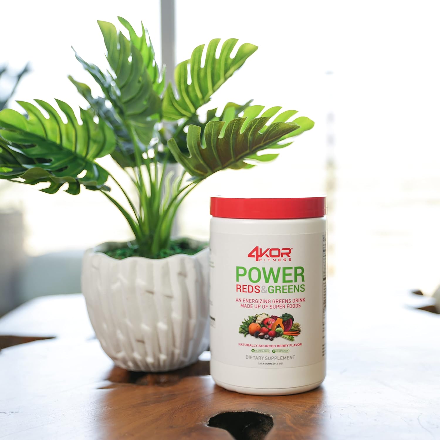 4KOR Fitness Power Reds & Greens: an Energizing Greens Drink Made up of Antioxidant-Rich Superfoods, Gluten-Free and Vegetarian, 30 Servings (1 Bottle) : Health & Household