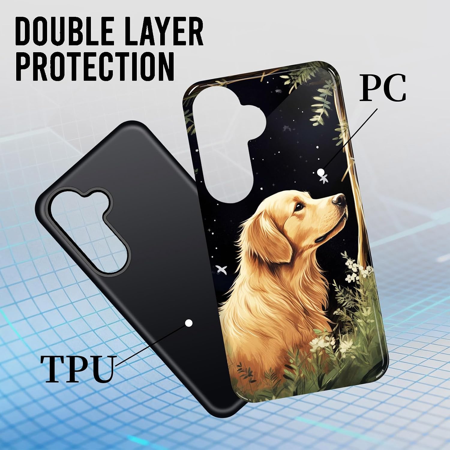 Case for Samsung Galaxy S26 Plus 6.7 Inch 2026, Military-Grade Dual Layer Shockproof Protective Phone Case, Anti-Scratch Hybrid TPU + PC Cover,Golden Retriever Dog image 2