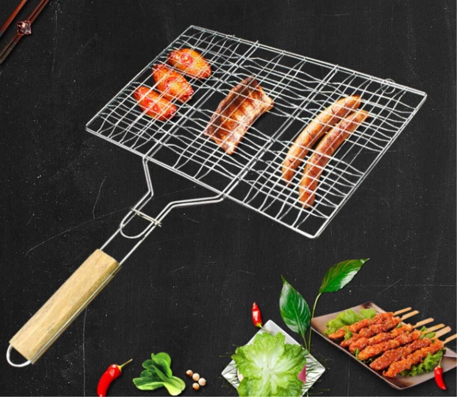 Cesta para parrilla, parrilla para barbacoa, Clip de malla for barbacoa, Clip de mango de madera for exteriores, suministros de herramientas, Clip for barbacoa, pescado a la parrilla, pescado a la par