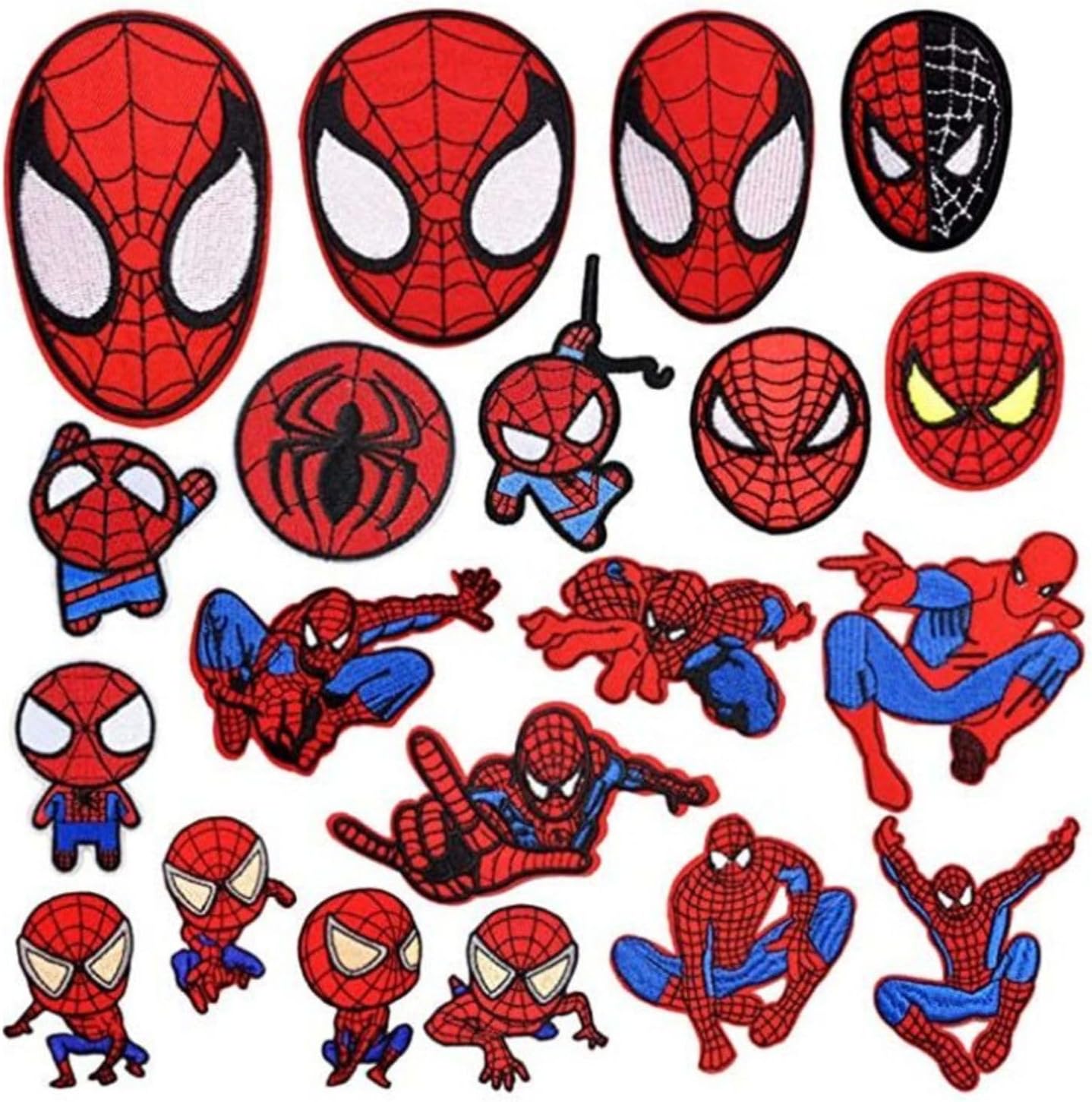 20pcs Cute Cartoon Spider Embroidered Iron On Patches, Anime Animals Sew On/Iron On Applique Embroidered Patches for T-Shirt, Jackets, Jeans, Vests,Hats, Backpacks,Bags